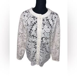 Vintage Lace Long-Sleeve Cardigan Size Medium